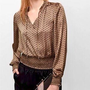 TAMARA H Smocked Patterned Blouse